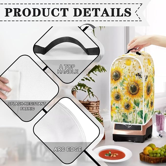 Blender Cover Sunflowers Machine Washable Small Blender Covers - Image 3