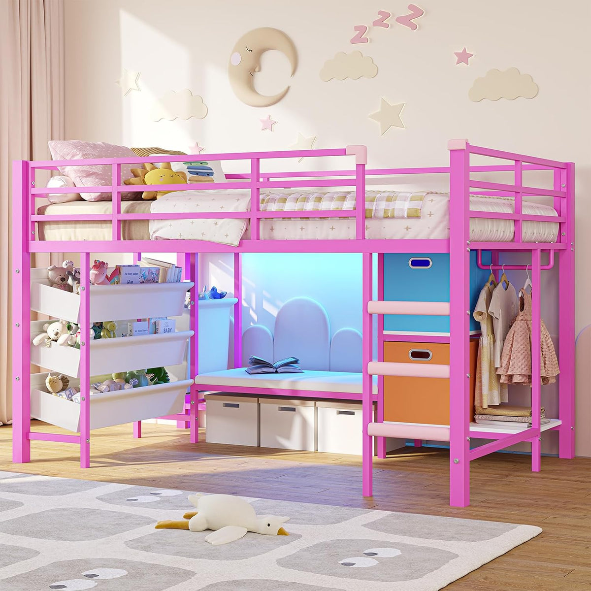 dictac low loft bed twin size with storage, main product view
