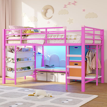 dictac low loft bed twin size with storage, main product view
