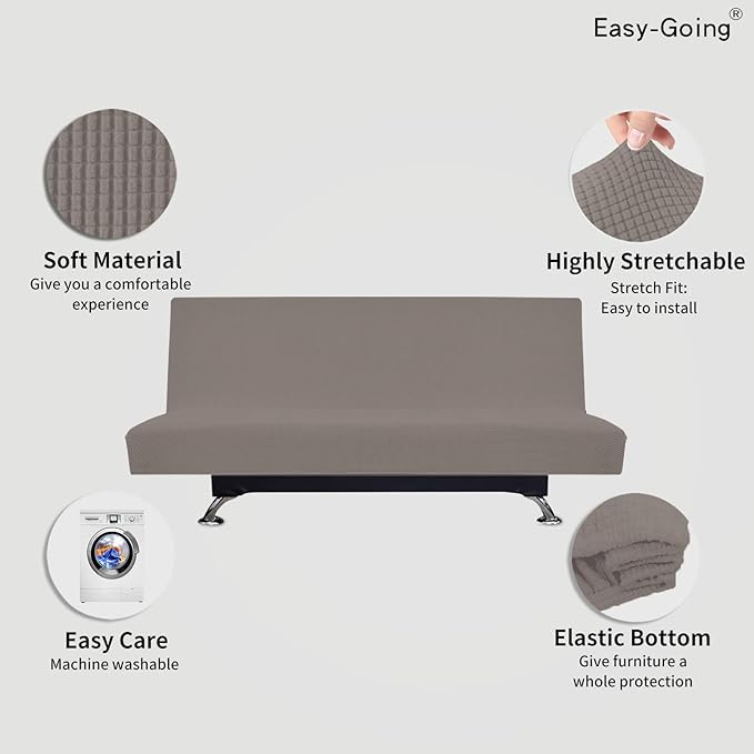 Easy-Going Stretch Futon Slipcover Armless Futon Bed Cover Furniture Protector - Image 3