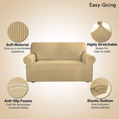easy-going stretch oversized sofa couch slipcover washable beige, close-up detail