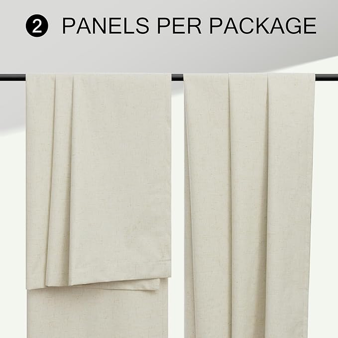 Boho Linen Black Out Curtains 72 Inch Long Back Tab Rod Pocket Living Room - Image 9