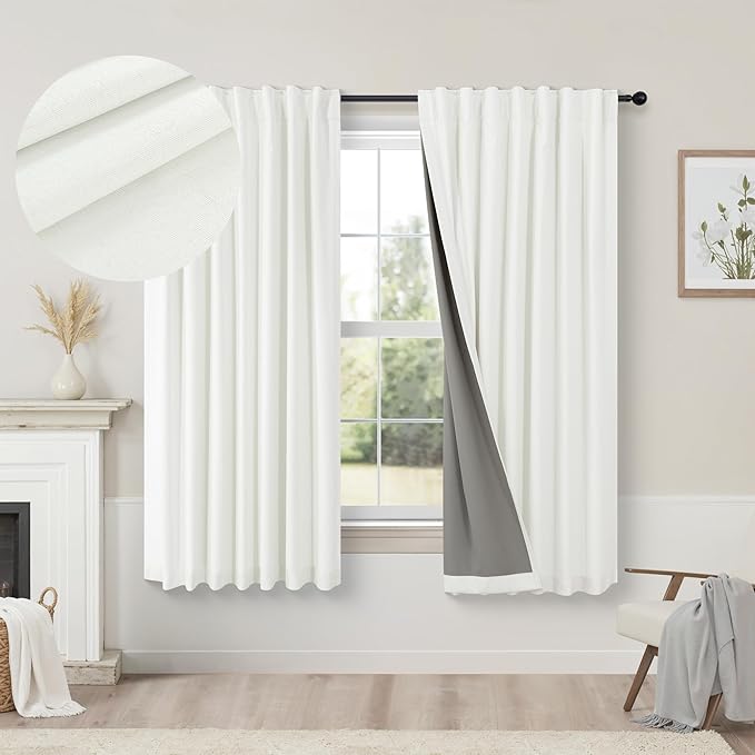 Pitalk Short Linen Textured Blackout Curtains by Pitalk