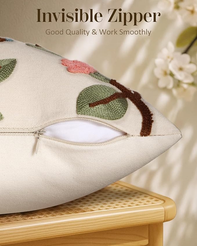 Embroidered Throw Pillow Covers 18x18 Inch - Image 3