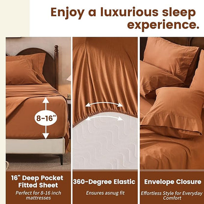 100% Linen Sheets California King Size, Breathable & Durable 4-Piece Bed Flax - Image 3
