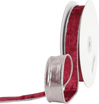 MEEDEE Red and Silver Velvet Ribbon - Image 8