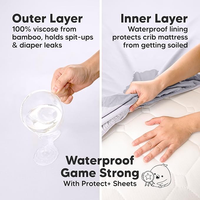 2-Pack Waterproof Pack and Play Sheets, Mini Crib Sheets Fitted - Image 2