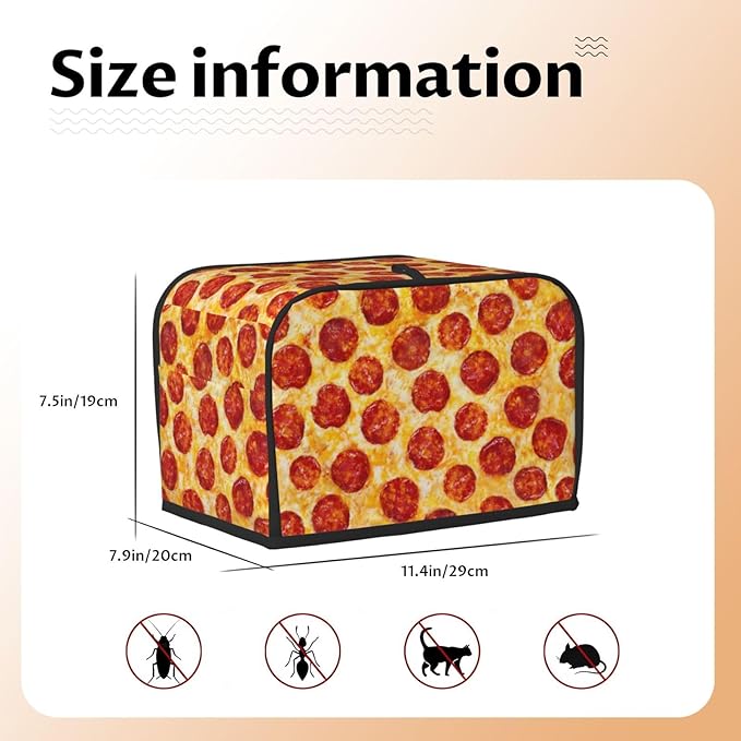 Novelty Food Pepperoni Pizza 2 Slice Toaster Cover, Waterproof Toaster Dust - Image 6