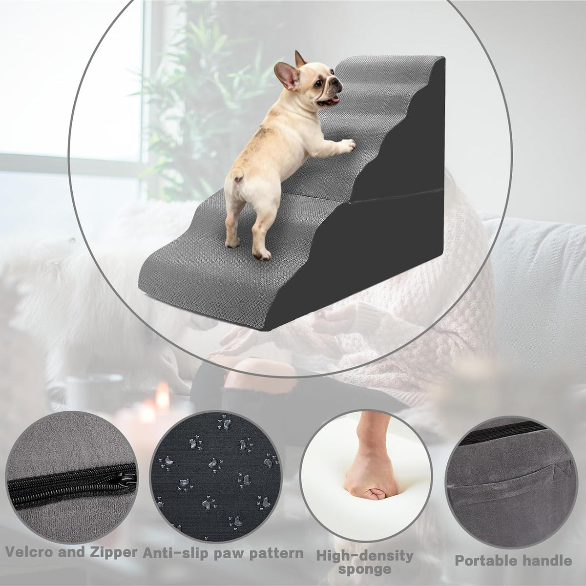 dog stairs for high beds 30-36 inches tall, side view