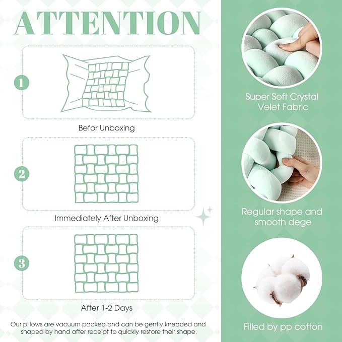 Wenqik 2 Pcs Knot Pillows Square Knotted Plush Throws Soft Accent Pillows - Image 2