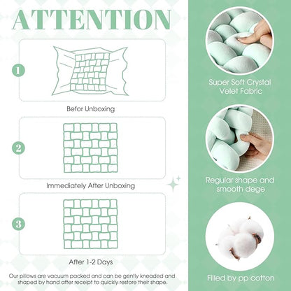 Wenqik 2 Pcs Knot Pillows Square Knotted Plush Throws Soft Accent Pillows - Image 2