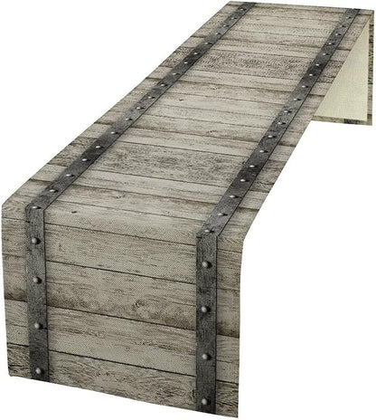 Wooden Barn Doors Table Runner Wood Rustic Farm Farmhouse Country Retro Metal by ZhiRain