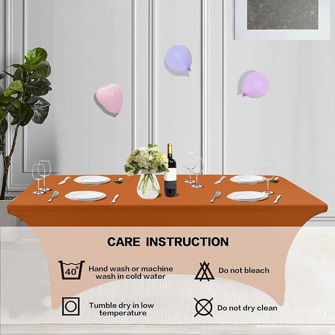 IVAPUPU 2 Pack 6FT Table Cloth for Rectangular Fitted Events Stretch Caramel - Image 5