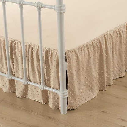 Tufted Dot Bed Skirt Full Size, Ruffled Bed Skirt by TSUTOMI