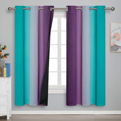 Estelar Textiler Ombre Teal and Purple Blackout Curtains 72 Inch Length 2 panels - Image 2