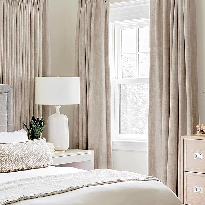 MIULEE Linen Textured Curtains for Bedroom Solid 100% Blackout Thermal - Image 2