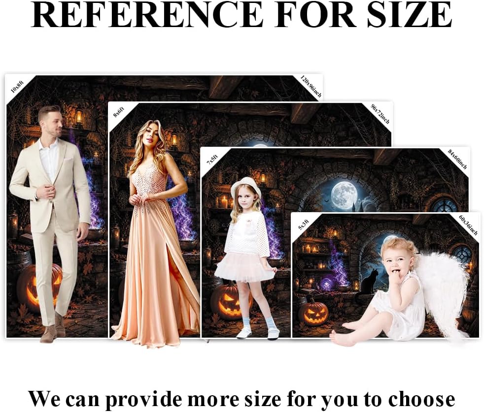 10x8ft Halloween Magic Moon Night Witch Cat Castle Photography Backdrop