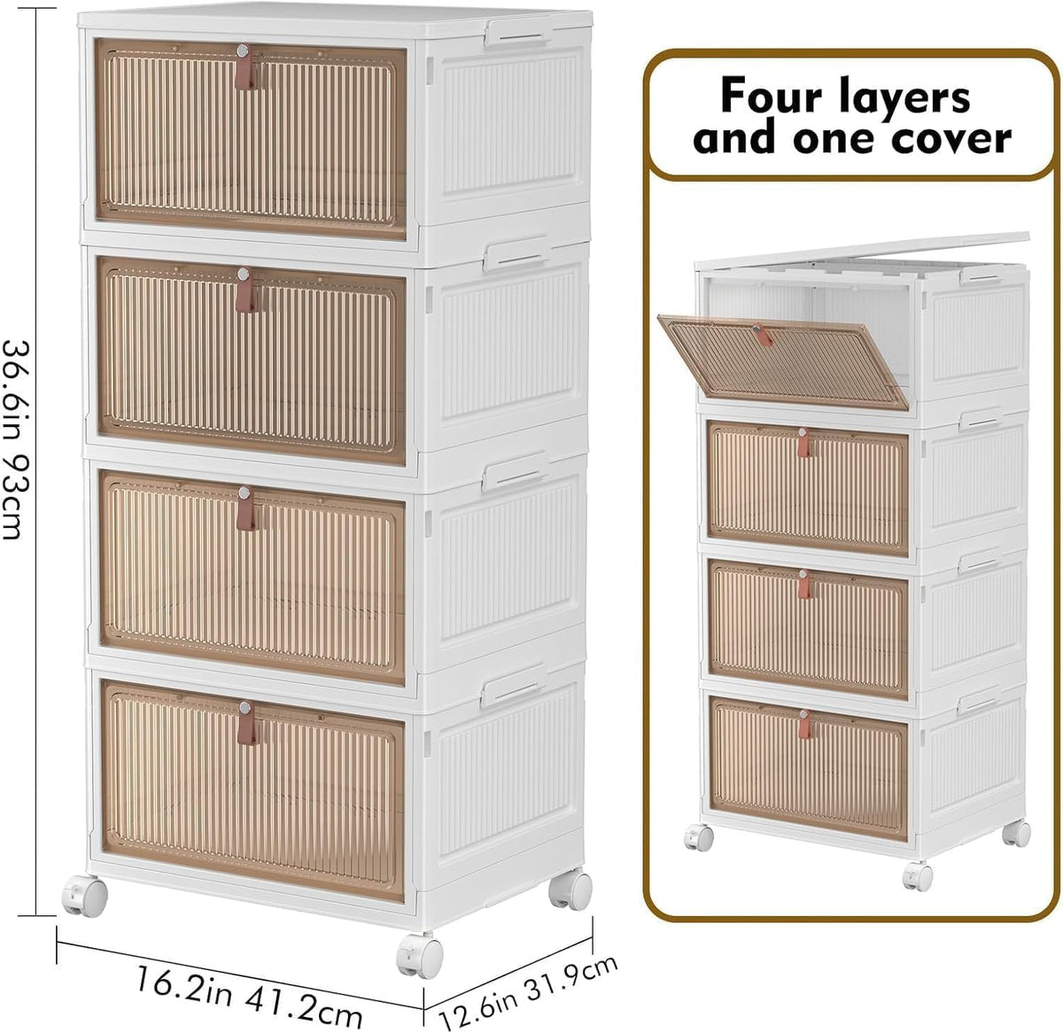 yfxcvsl 4 tier plastic storage bins with lid, close-up detail