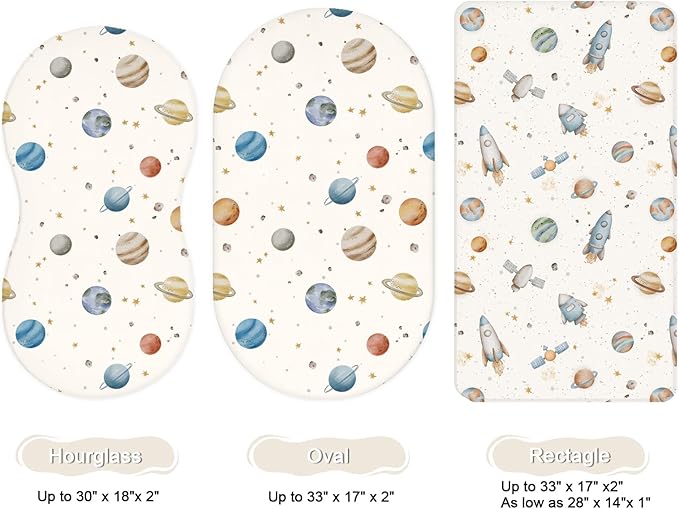 Bassinet Sheets for Baby Girls Boys 2 Pack, Fitted Baby Mattress Sheet for - Image 2