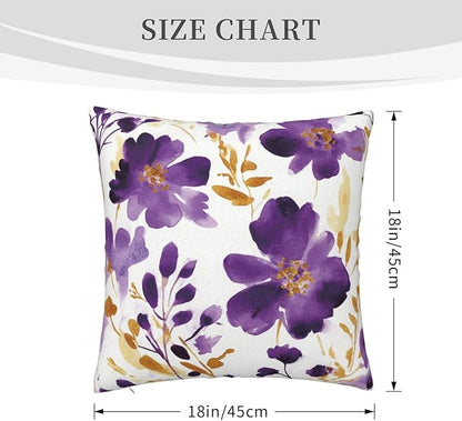 Purple Floral Throw Pillow Covers 18X18 Inch Set of 2, Decorative Violet and - Image 8