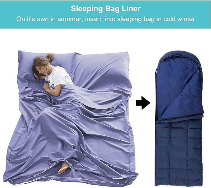 Sleeping Bag Liner, Travel Sheet & Adult Sleep Sack, Camping Sheets Travel - Image 6