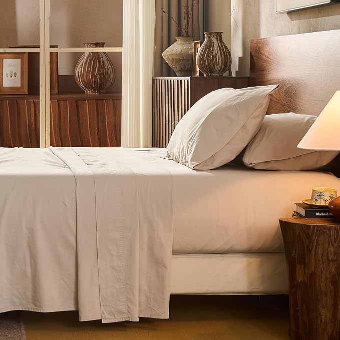 100% Linen Sheet Set Queen Size Extra Deep Pocket Fits 18-24 Inch Mattress by overket