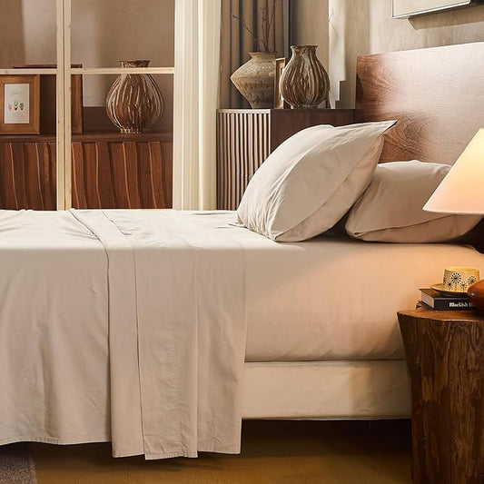 100% Linen Sheet Set Cal King Size Extra Deep Pocket Fits 18-24 Inch Mattress by overket