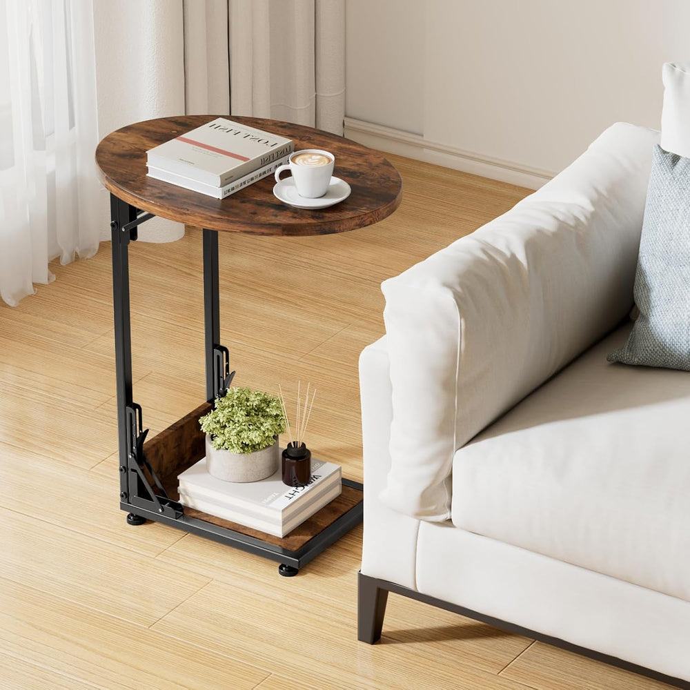 Elbourn Folding Side Table End Couch Tables,Metal Frame C-Shaped TV Stand for...