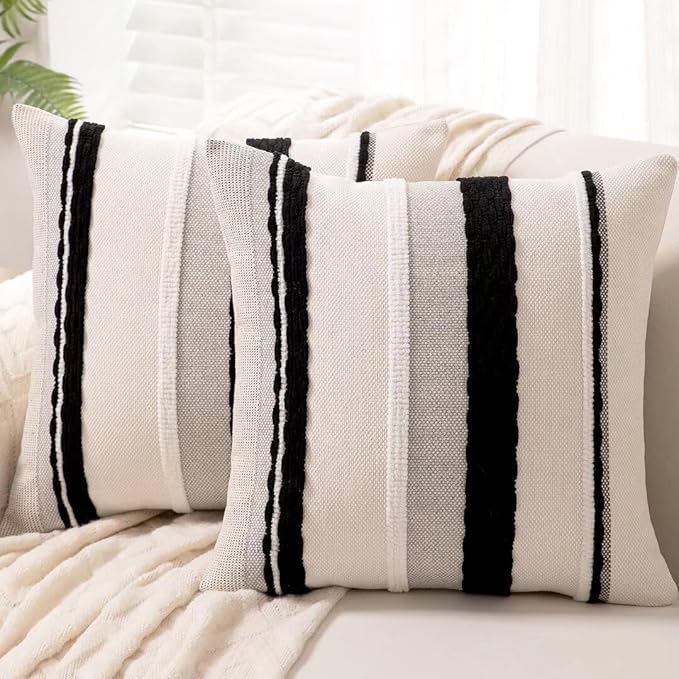 Boho Throw Pillow Covers 18x18 Set of 2 Farmhouse Decorative Cushion Case by Unknown