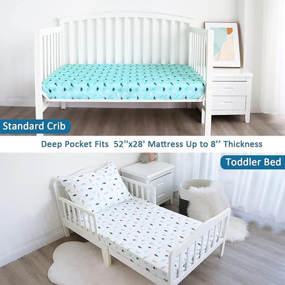 Crib Sheets for Boys or Girls 4-Pack, Fitted Crib Sheet 52'' x 28'' for - Image 6