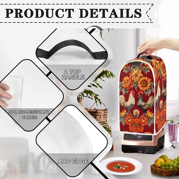 Rooster Kitchen Blender Dust Cover Sunflower Bread Maker Toaster Protector - Image 3