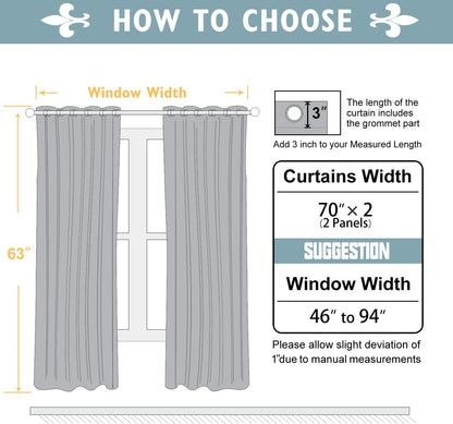 chrisdowa blackout curtains for bedroom and living room showing dimensions