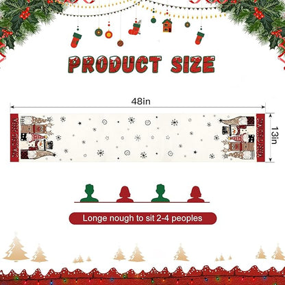 OTOSTAR Gnomes Snowman Elk Merry Christmas Table Runner, Xmas Seasonal Winter - Image 5