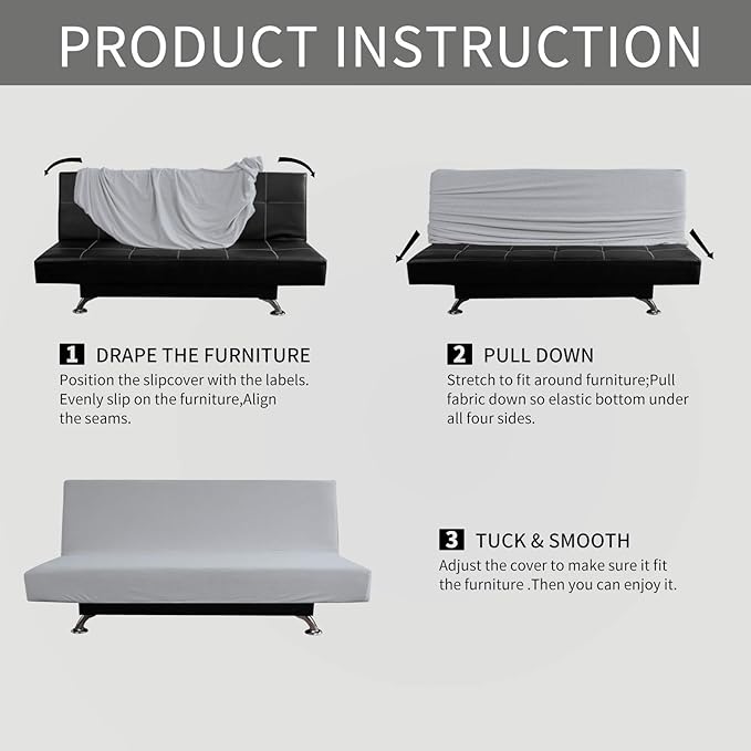 Easy-Going Stretch Futon Slipcover Armless Futon Bed Cover Furniture Protector - Image 5