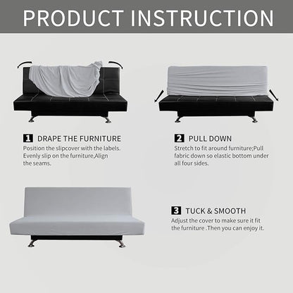 Easy-Going Stretch Futon Sofa Slipcover Armless Sofa Bed Cover Furniture - Image 6