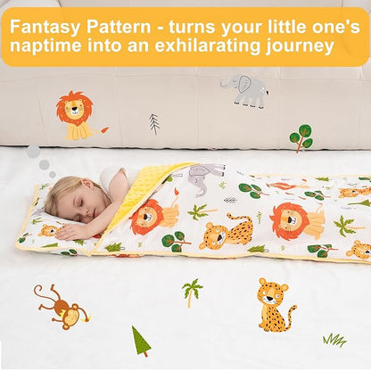 Viviland Toddler Nap Mat with Pillow and Minky Dot Blanket, Rolled Sleeping - Image 4