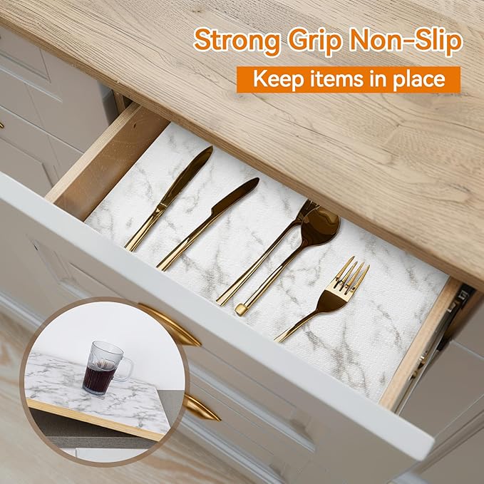 Shelf and Drawer Liner for Kitchen Cabinets Non-Adhesive, Strong Grip Non-Slip - Image 2