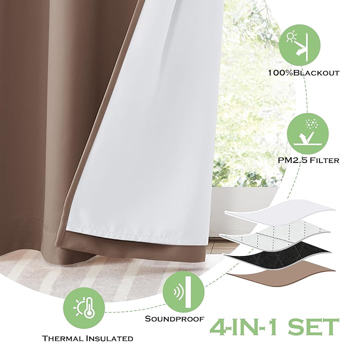 KGORGE 4-in-1 Soundproof Anti Dust 100% Blackout Curtains - Image 5
