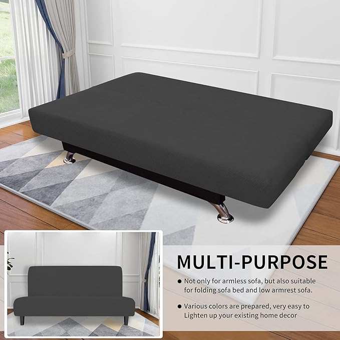 Easy-Going Stretch Futon Slipcover Armless Futon Bed Cover Furniture Protector - Image 4