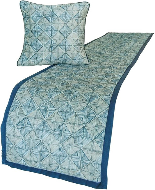 The HomeCentric King/Queen/Twin Blue Designer Queen 74"x18" Bed Runner by TheHomeCentric