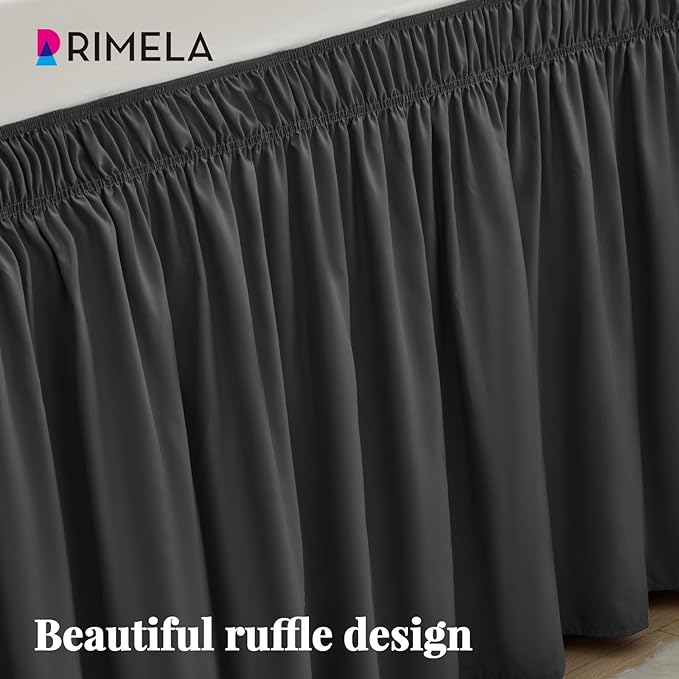 RIMELA Dorm Bed Skirt Twin XL 32 Inch Drop, Dark Grey Bedskirt Solid Silky - Image 7