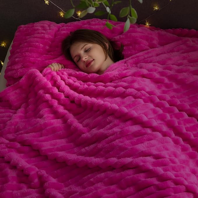 NEWCOSPLAY Super Soft Queen Blanket Hot Pink Premium Silky Flannel Fleece 3D - Image 2