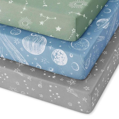 Pack and Play Sheets Fitted 3 Pack, Mini Crib Sheets by Unnivoll