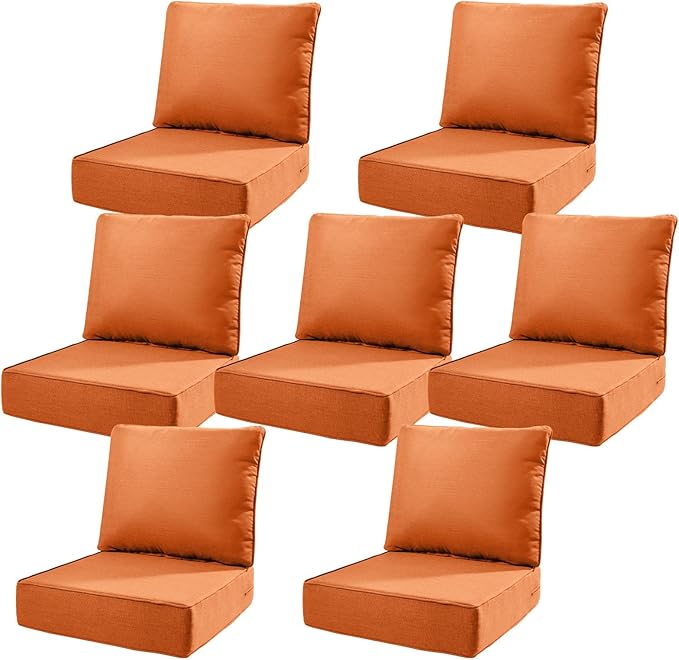 6" Thick Outdoor Cushions 22x24x6, 7-Set Deep Seat Patio Cushions by Pugire