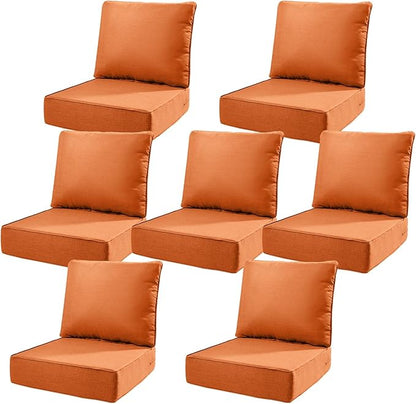 6" Thick Outdoor Cushions 22x24x6, 7-Set Deep Seat Patio Cushions by Pugire