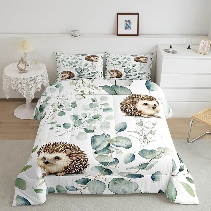 Erosebridal Cute Hedgehog Twin Comforter Set - Image 2