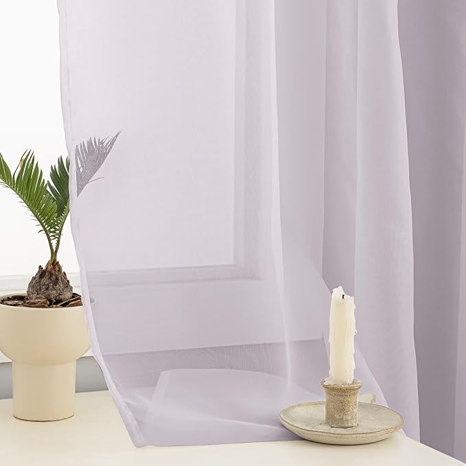 Sheer Curtains 54 Inches Long 2 Panels, Rod Pocket Short Curtain - Image 5