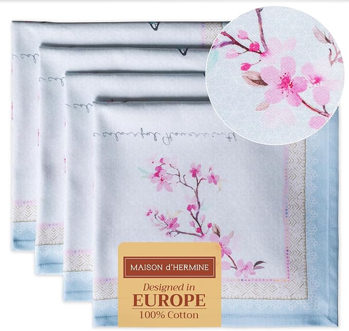 Maison d' Hermine Cloth Napkins Set of 4 100% Cotton Everyday Reusable Square by MaisondHermine