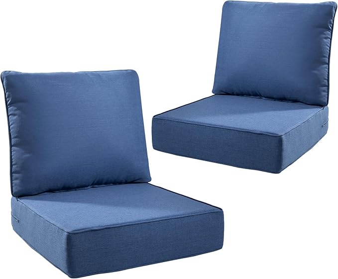 6" Thick Outdoor Cushions 24x24x6, 2-Set Deep Seat Patio Cushions by Pugire