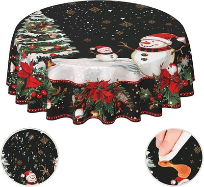 Christmas Snowman Round Tablecloth 60 Inch, Christmas Tree Decorations Round - Image 7